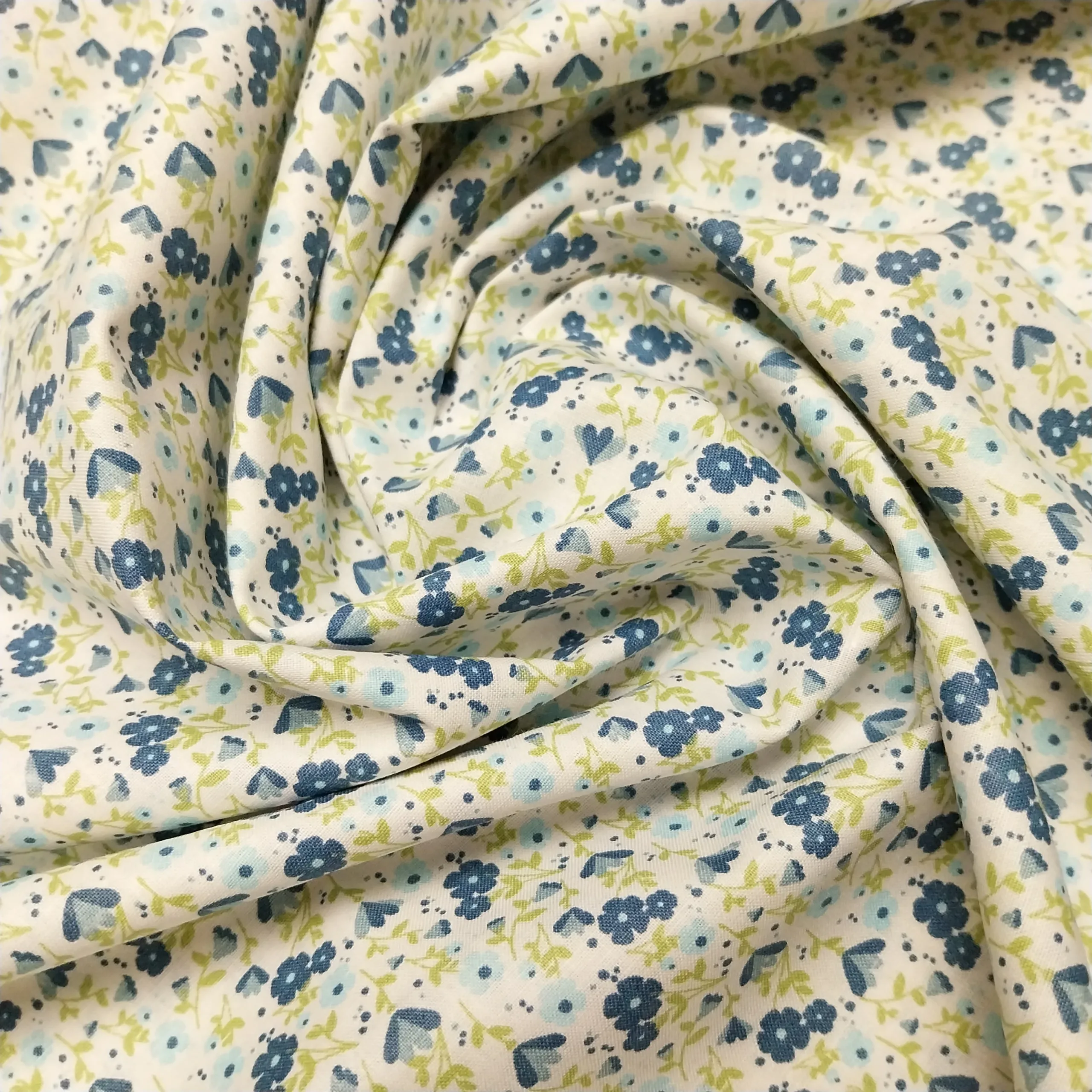 Tela 100% Algodón Estampado Florecitas Celeste para Patchwork - Imagen 2