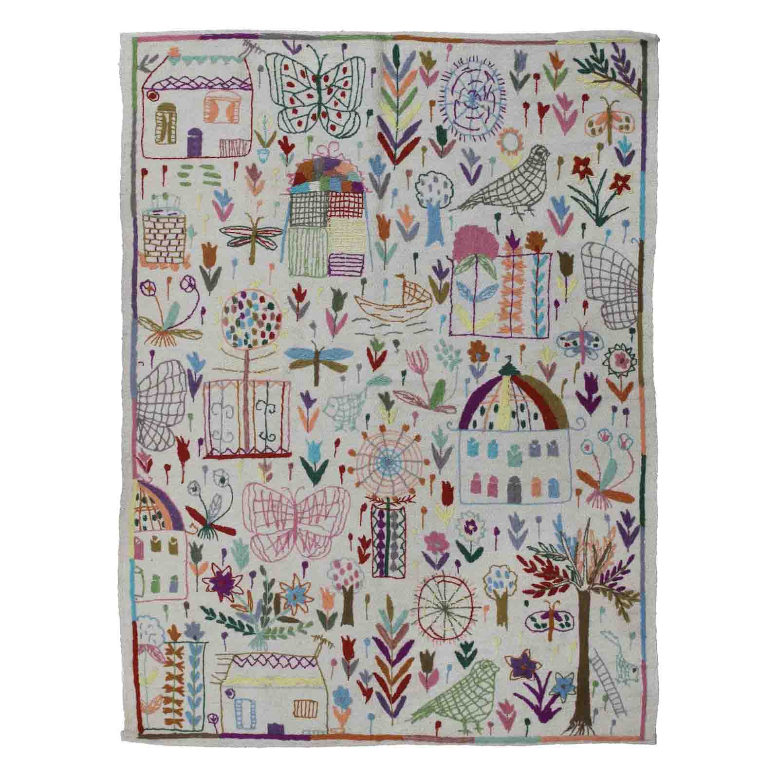 Alfombra Suzani Bordada Naif 170×120 cms