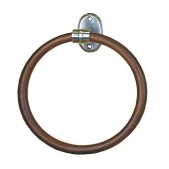 TOALLERO ARO PEQUEÑO 16CM PLATEADO SATINADO Y MADERA OSCURA