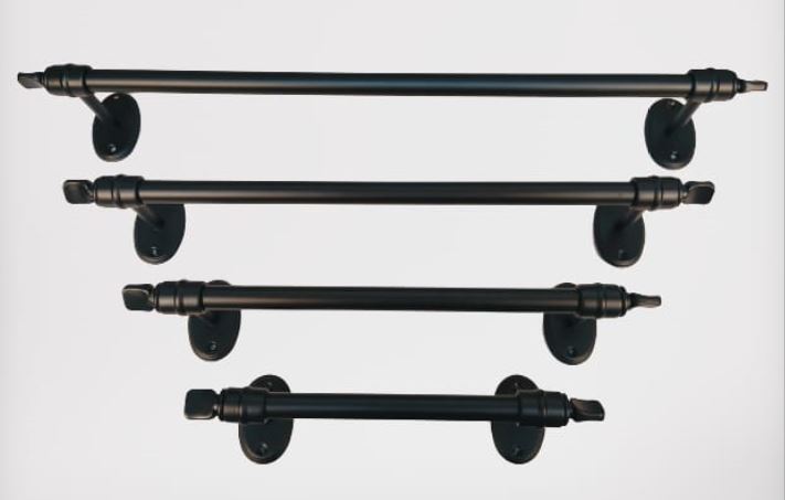 TOALLERO BARRA 30 CM LATÓN NEGRO MATE RÚSTICO